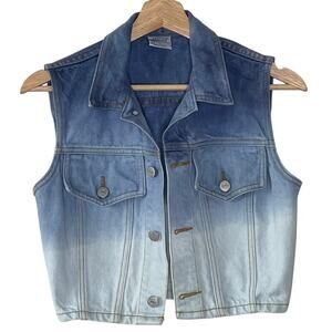 BONGO‎  BY GENE MONTESANO WOMEN'S  CROP  DENIM VEST SIZE S VINTAGE 90S OMBRE
